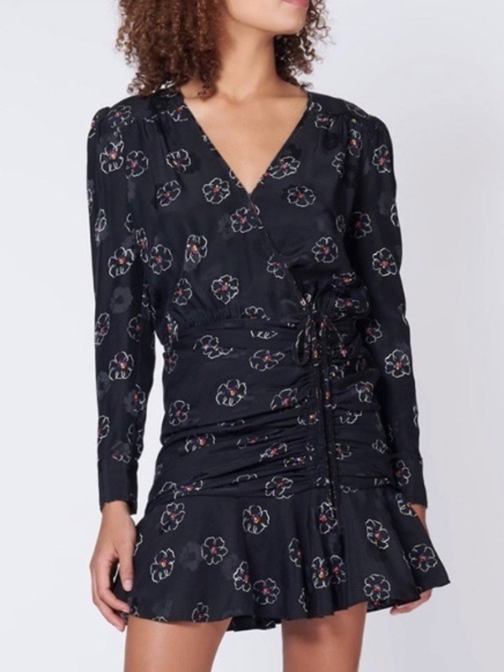 Veronica Beard Anders Silk Floral Black Mini Dress- Size 8